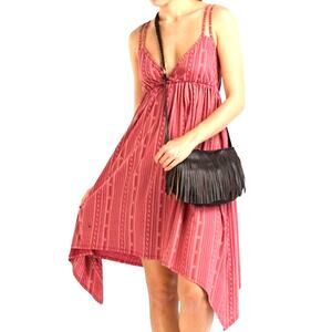 Vans Navajo Sharkbite Dress Womens Large Pink Cotton Hanky Hem Double Strap New